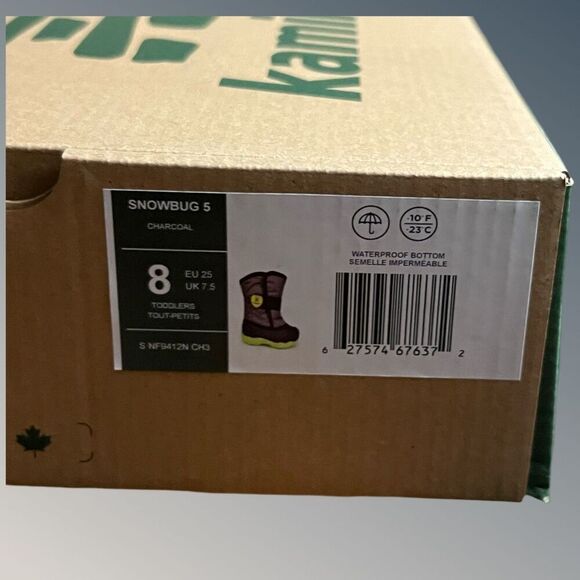 NIB Baby Kamik Toddler Infant Charcoal Neon Snowbug 5 Winter Boots Size 8 - Picture 8 of 9